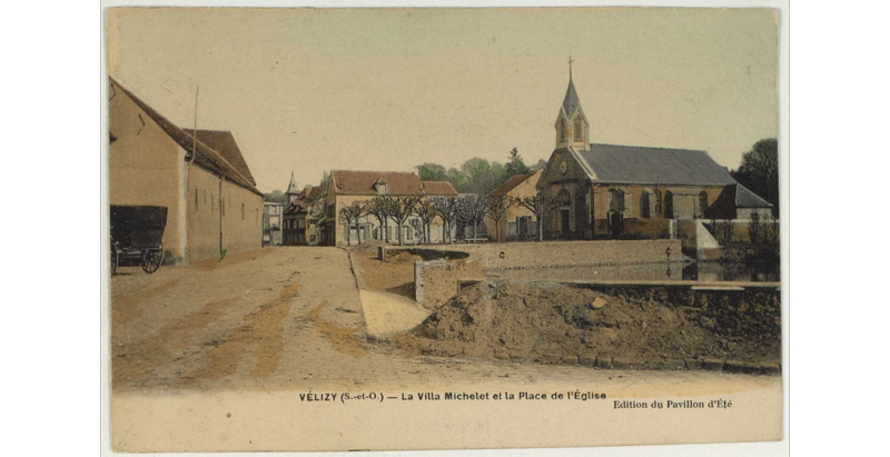 L’ancienne église Saint-Denis à Vélizy (carte postale de 1910) 