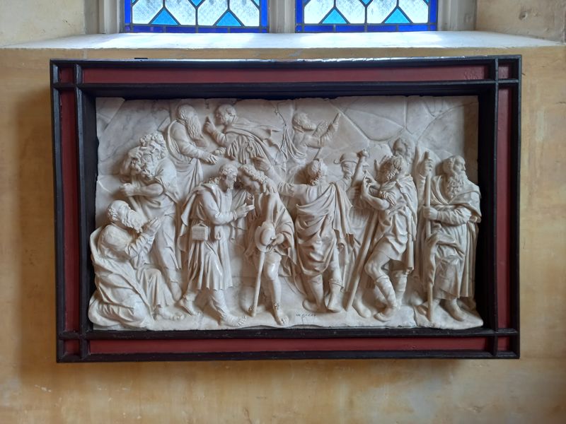 La Dispersion des apôtres, relief en albâtre (XVIIe siècle), Notre-Dame-Sainte-Anne (Etang-la-Ville)