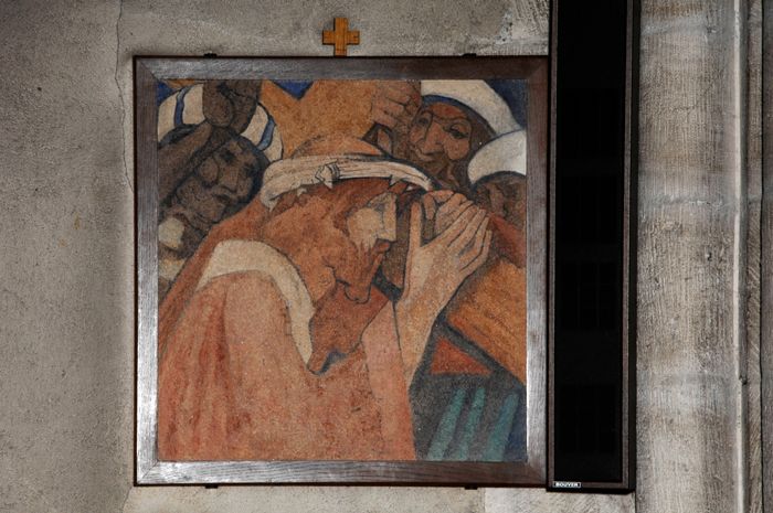 Chemin de Croix, panneau n. 2 : Jésus est chargé de sa croix