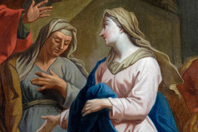 Détail de l'œuvre : la Vierge Marie et Elisabeth