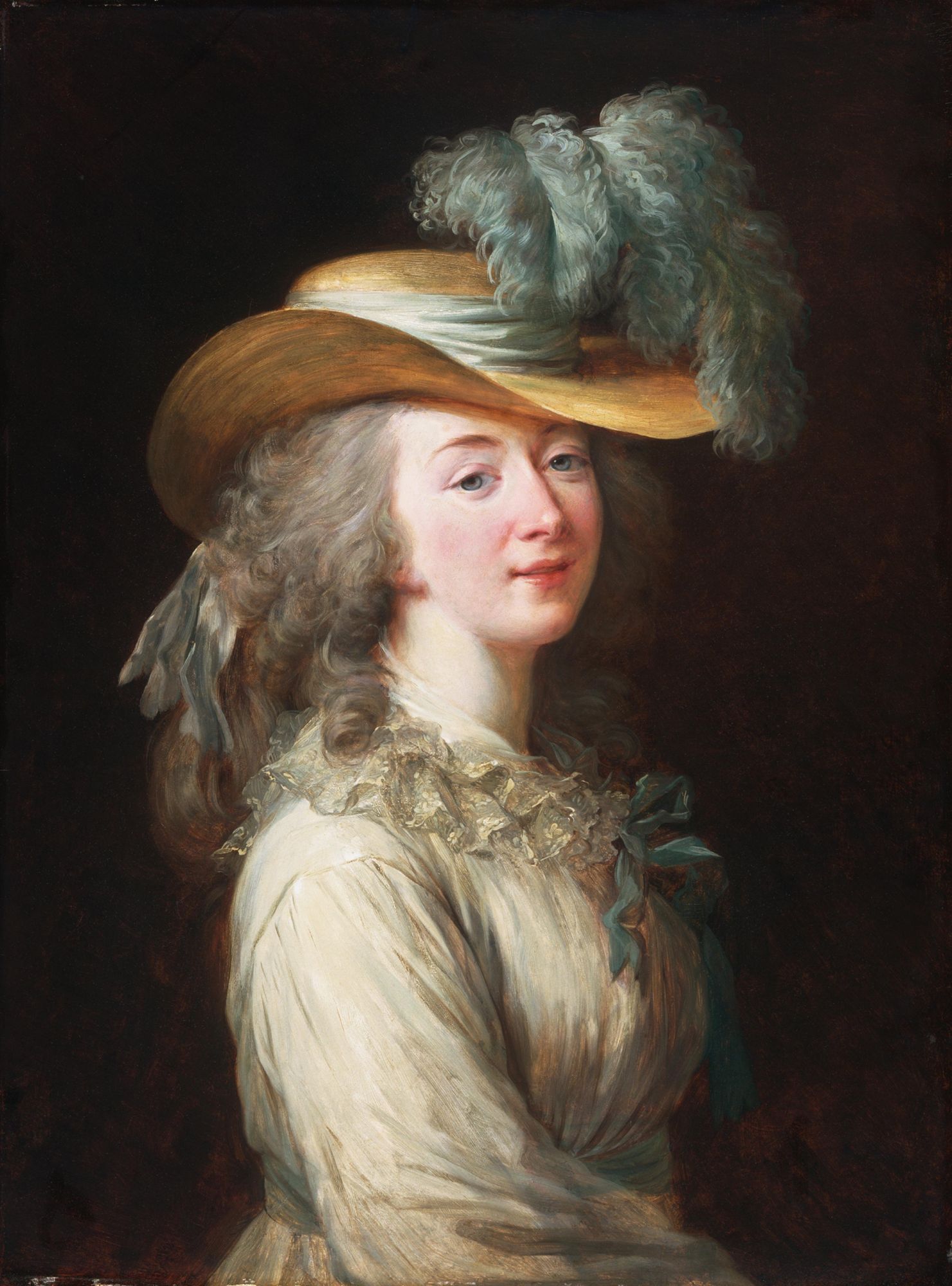 Détail du portrait de Mme du Barry par Élisabeth Vigée Le Brun (1781)
