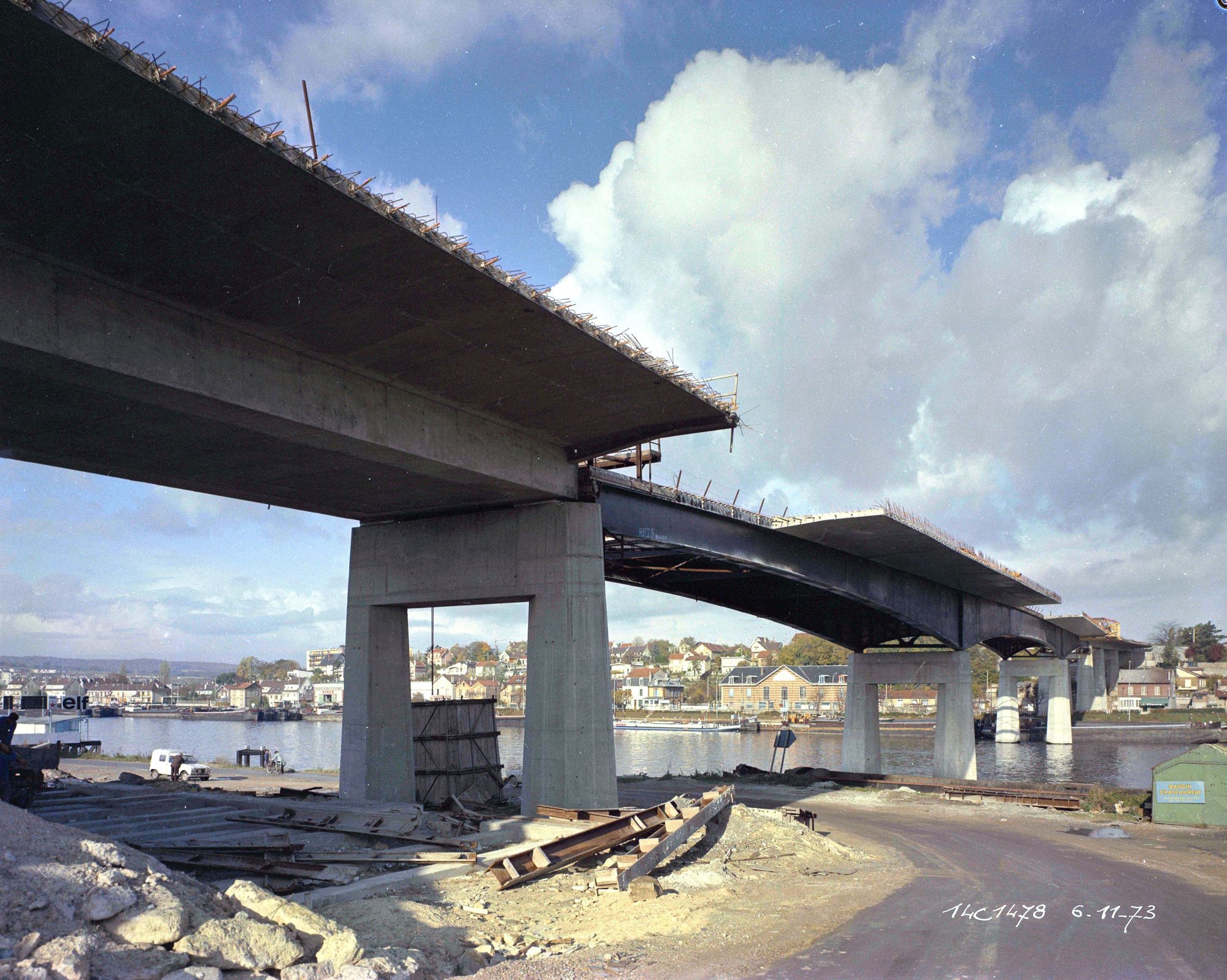 Construction du pont de Conflans