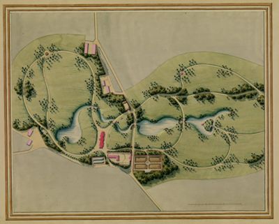156J 19, Parc de Cenfosse à Saulieu (Côte-d'Or) pour M. de Girval, plan aquarellé attribué à Édouard André.