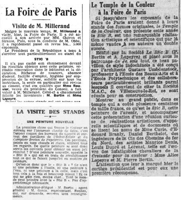 Coupures de presse "Foire de Paris" 1926