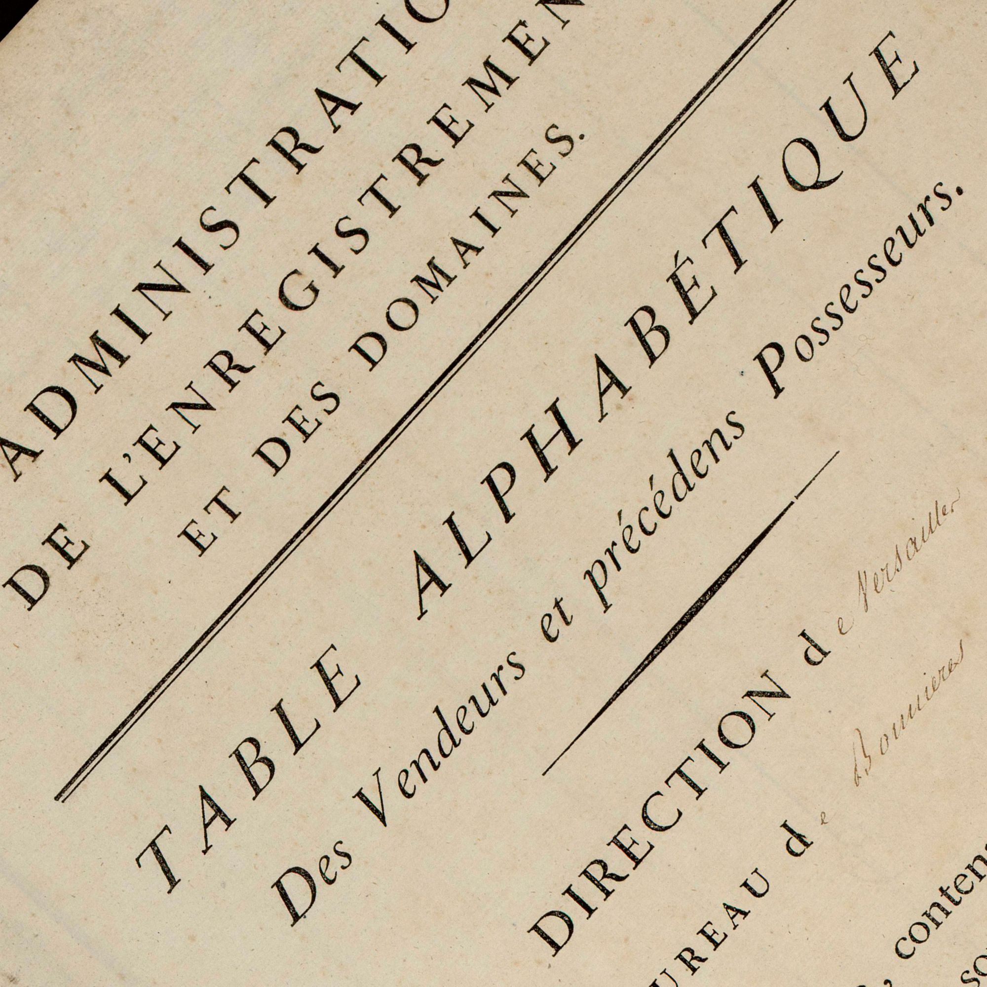 Tables de l'Enregistrement référençant les actes